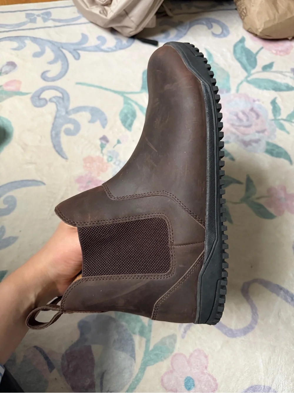 Men's Brown Leather Slip-On Chelsea Work Boots